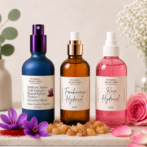 Toner Trio- Frankincense & Rose Hydrosols + Saffron Stem Cell Extract