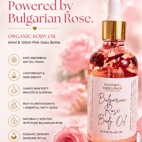 Bulgarian Rose Oil – 100% Organic- Fast Absorbing Botanical Body Oil