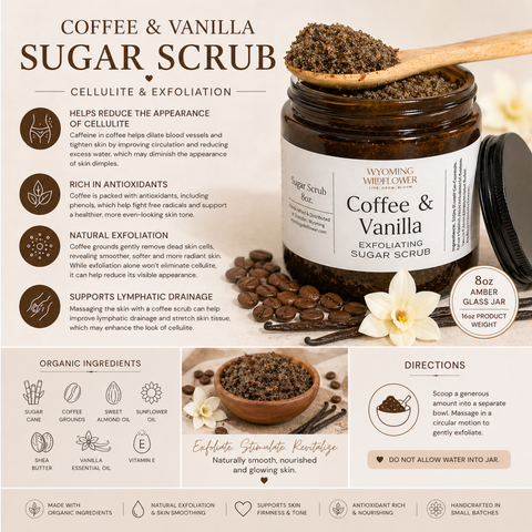 Coffee & Vanilla Exfoliating Sugar Scrub- Smooth & Brighten