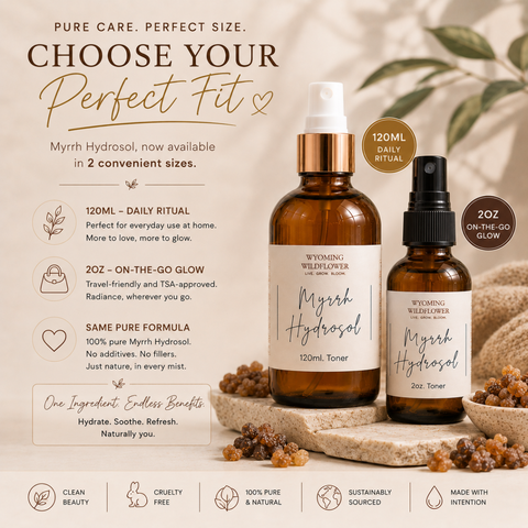 Myrrh Hydrosol Facial Mist- Organic, Anti-Aging, Firming & Skin-Repair, Pure Steam Distilled