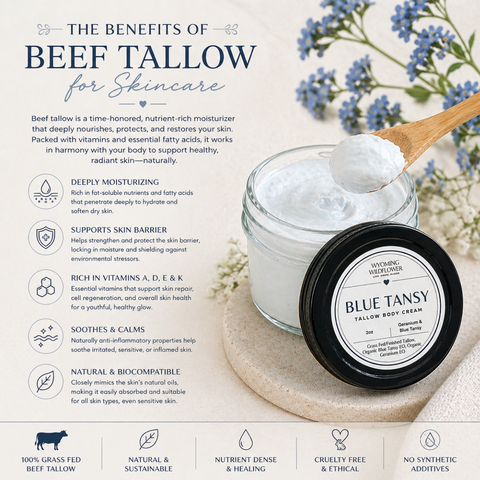 Blue Tansy Tallow Cream- Soothing Eczema & Psoriasis Relief