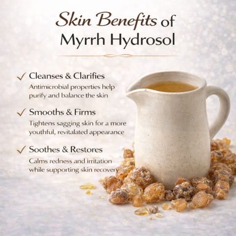 Myrrh Hydrosol Facial Mist- Organic, Anti-Aging, Firming & Skin-Repair, Pure Steam Distilled