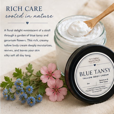 Blue Tansy Tallow Cream- Soothing Eczema & Psoriasis Relief