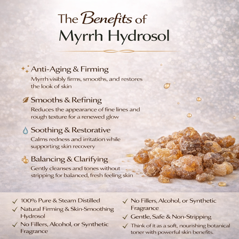 Myrrh Hydrosol Facial Mist- Organic, Anti-Aging, Firming & Skin-Repair, Pure Steam Distilled