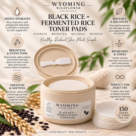 Black Rice + Fermented Rice Toner Pads- Brightening & Hydration- 60 Count