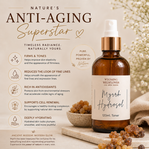 Myrrh Hydrosol Facial Mist- Organic, Anti-Aging, Firming & Skin-Repair, Pure Steam Distilled