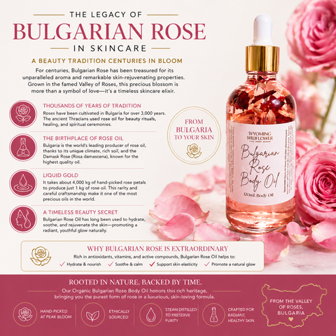 Bulgarian Rose Oil – 100% Organic- Fast Absorbing Botanical Body Oil