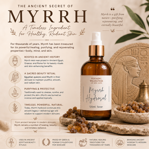 Myrrh Hydrosol Facial Mist- Organic, Anti-Aging, Firming & Skin-Repair, Pure Steam Distilled