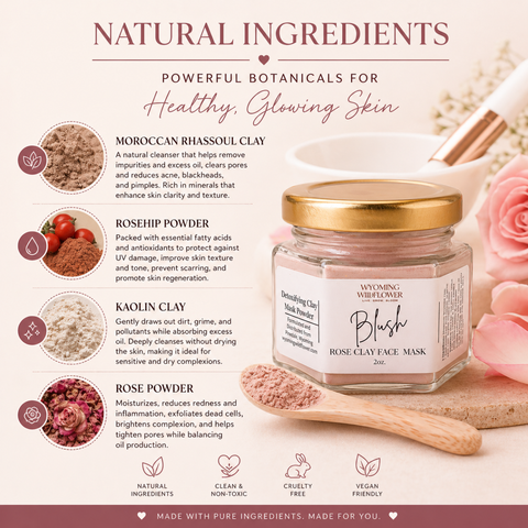 Blush Clay Face Mask Kit- Deep Cleanse & Glow Mask