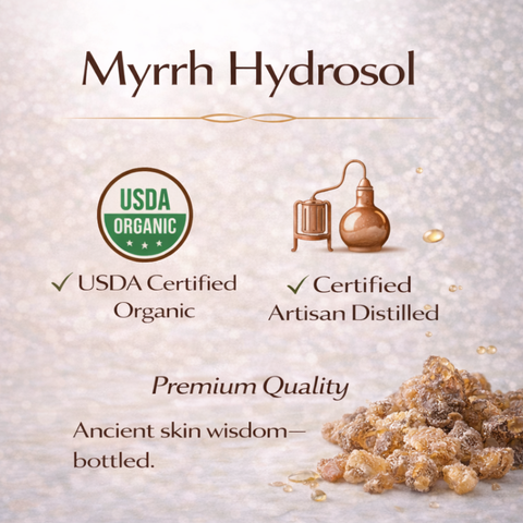 Myrrh Hydrosol Facial Mist- Organic, Anti-Aging, Firming & Skin-Repair, Pure Steam Distilled