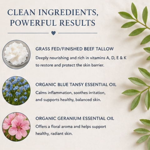 Blue Tansy Tallow Cream- Soothing Eczema & Psoriasis Relief