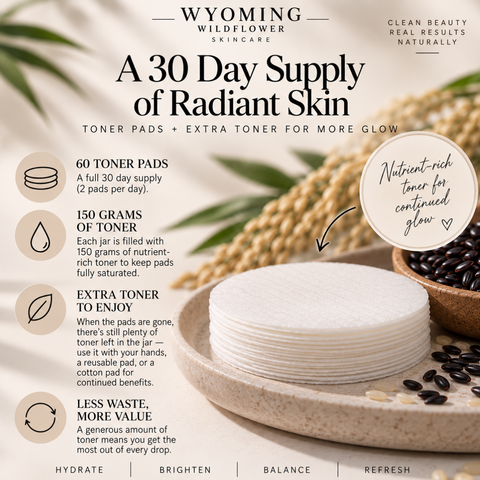 Black Rice + Fermented Rice Toner Pads- Brightening & Hydration- 60 Count