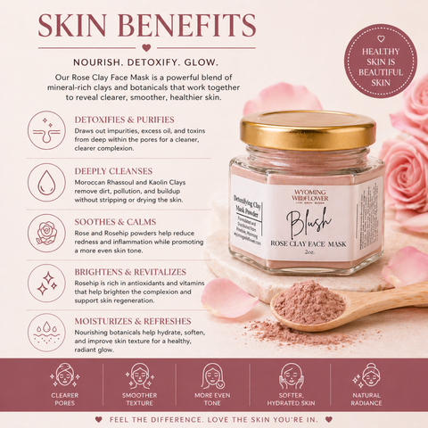 Blush Clay Face Mask Kit- Deep Cleanse & Glow Mask
