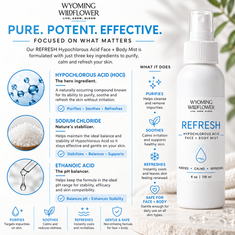 REFRESH- Hypochlorous Acid Face + Body Mist- Purifies • Calms • Refreshes