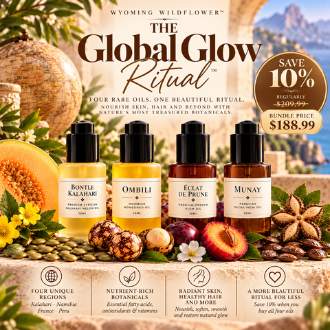 The Global Glow Ritual- Four Pure Botanical Luxury Oils, Three Extraordinary Origins- France, South Africa, Peru