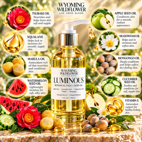 LUMINOUS- Luxury Botanical Face + Body Oil- Apple Seed • Tsubaki • Marula • Cucumber Seed • Mongongo