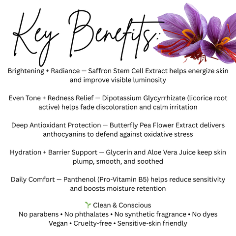 Saffron Stem Cells + Butterfly Pea Flower + Licorice Root Toner- Brighten & Balance