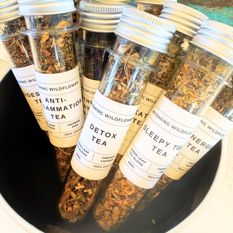 Organic Loose Leaf Tea Tubes- Herbal Wellness Blends (45ml, 5-12 cups per tube)