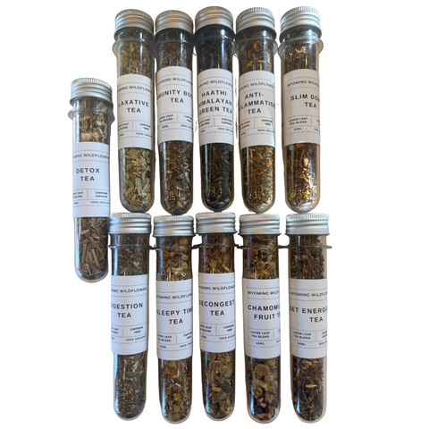 Organic Loose Leaf Tea Tubes- Herbal Wellness Blends (45ml, 5-12 cups per tube)