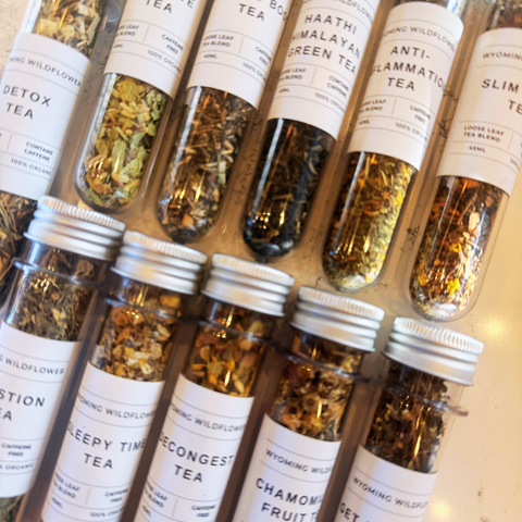 Organic Loose Leaf Tea Tubes- Herbal Wellness Blends (45ml, 5-12 cups per tube)