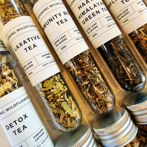 Organic Loose Leaf Tea Tubes- Herbal Wellness Blends (45ml, 5-12 cups per tube)